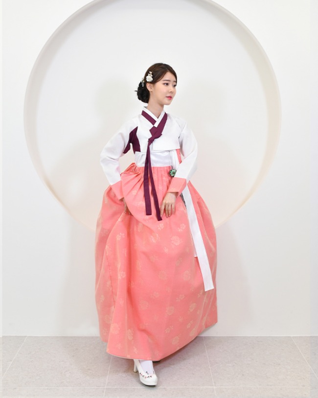 한복대여] 조선시대 한복대여 살구빛 전통한복 여자한복