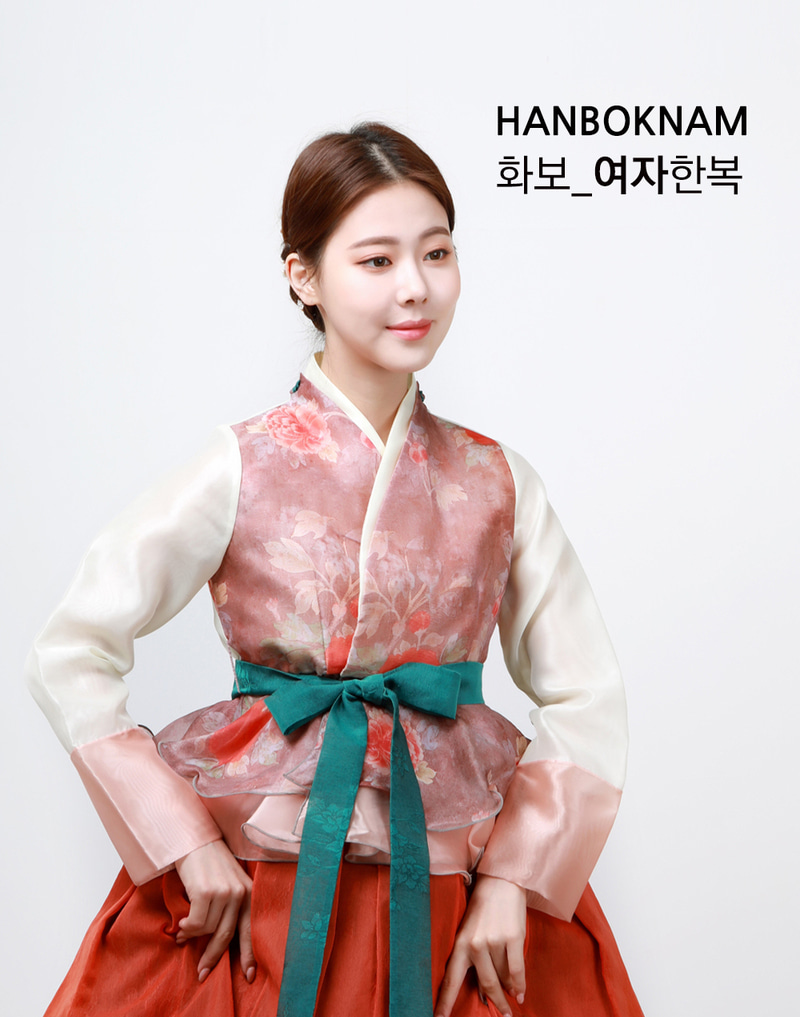 한복대여]화보한복 캐릭터한복 삼국시대 모란꽃 리본 저고리 치마 여자한복
